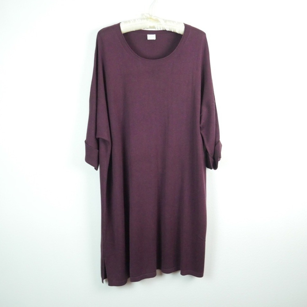 Poetry Silk Cashmere Knit Dress Purple Size 10 NWT Lagenlook Minimal Luxury